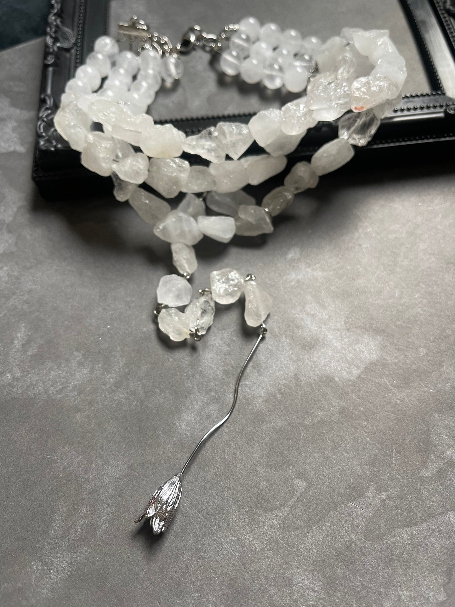 Rock Crystal Choker with Metal Charm