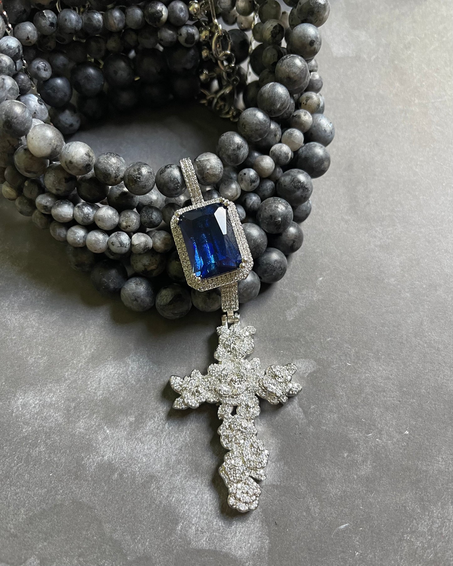 Labradorite Choker with Zircon Metal Charms