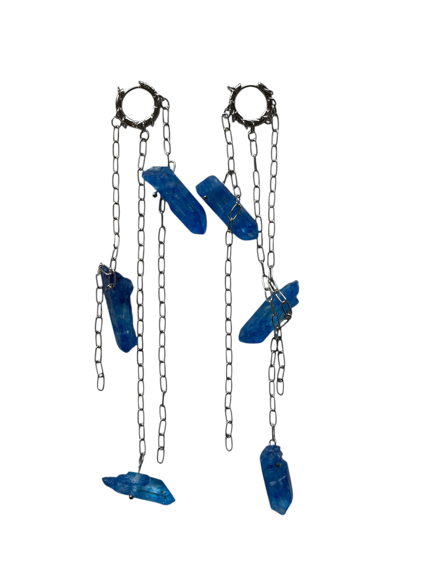 Stainless Steel Blue Quartz Earrings