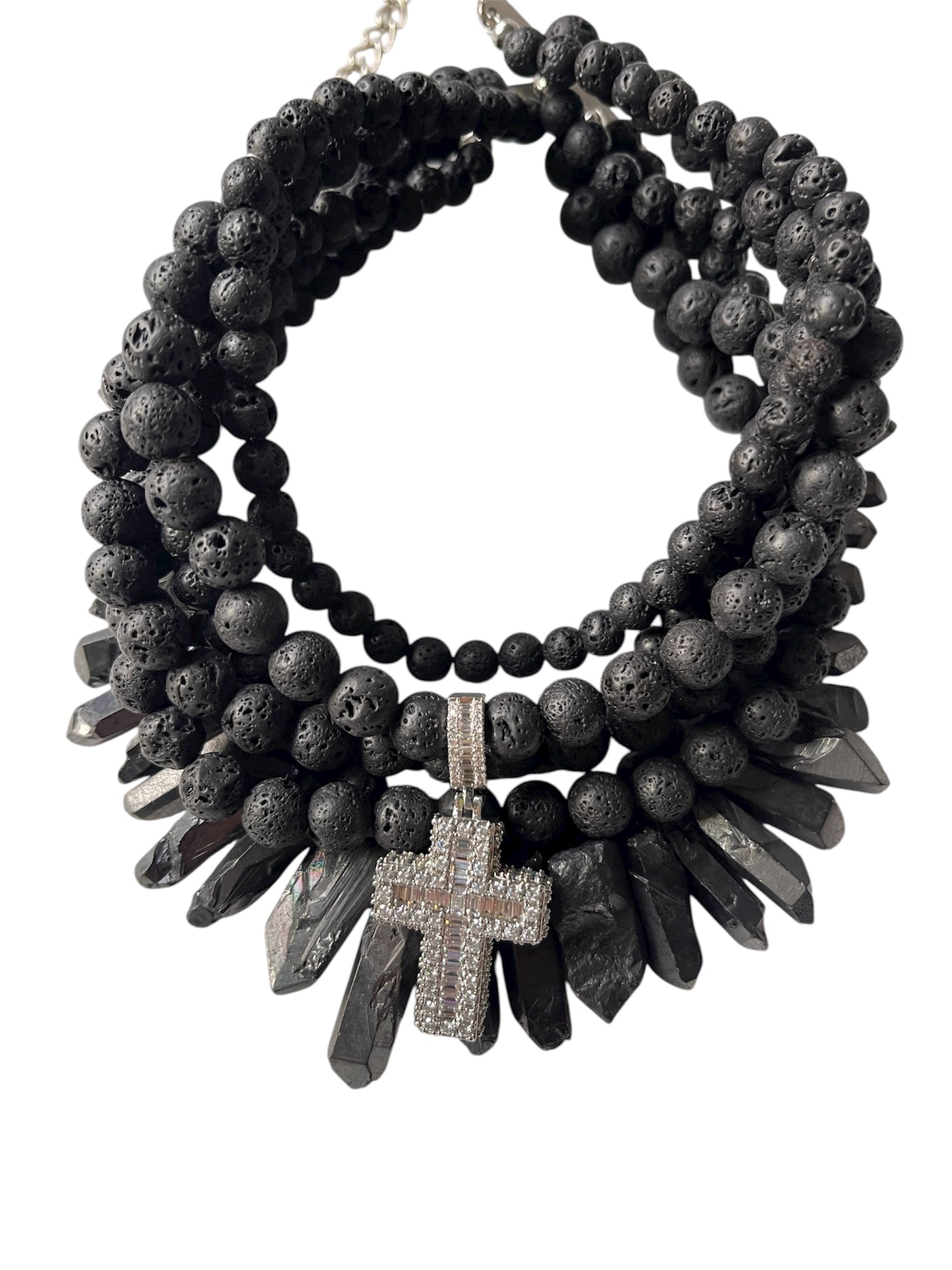 Lava Stone Choker with Quartz