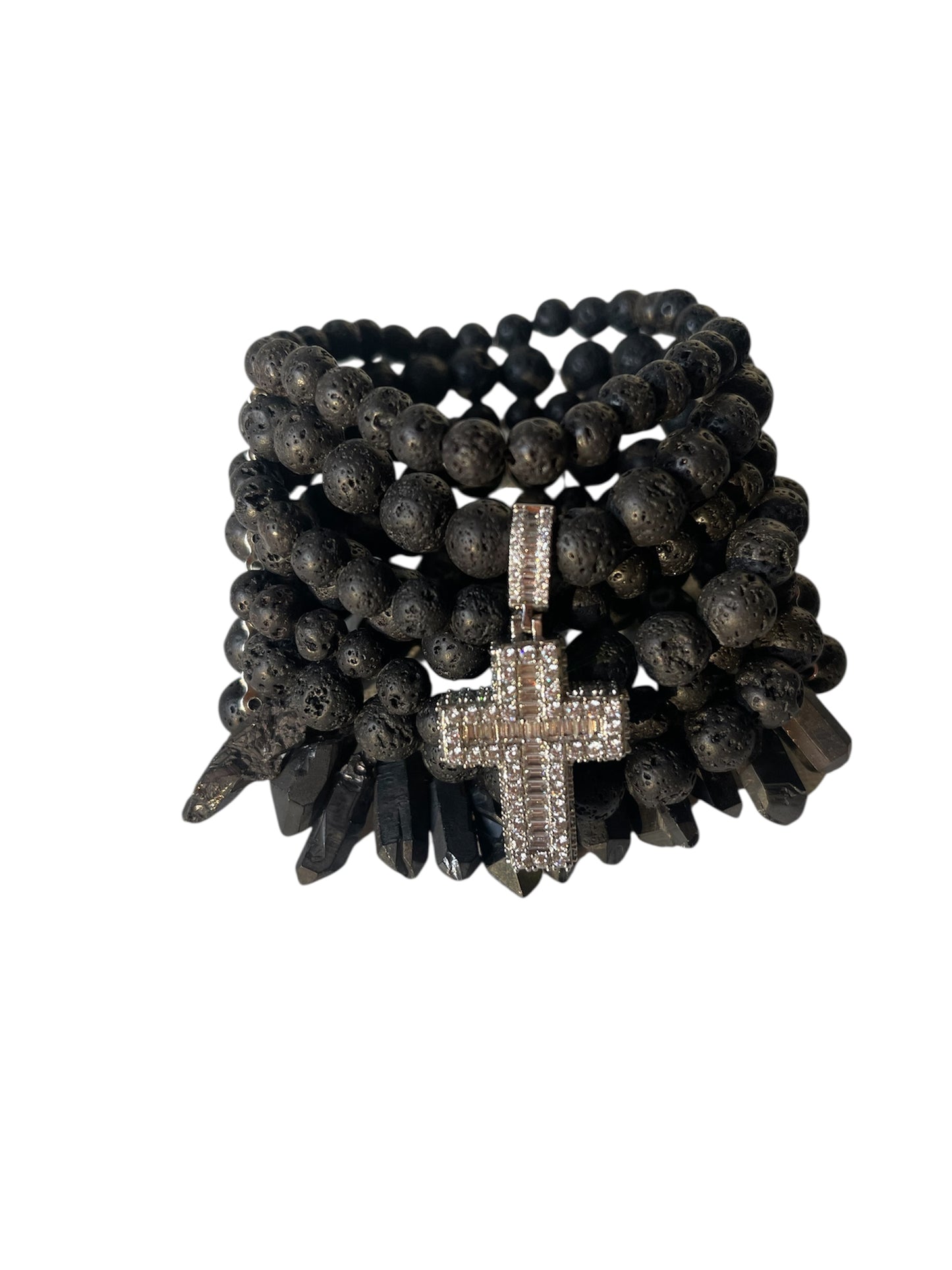 Lava Stone & Quartz Bracelet