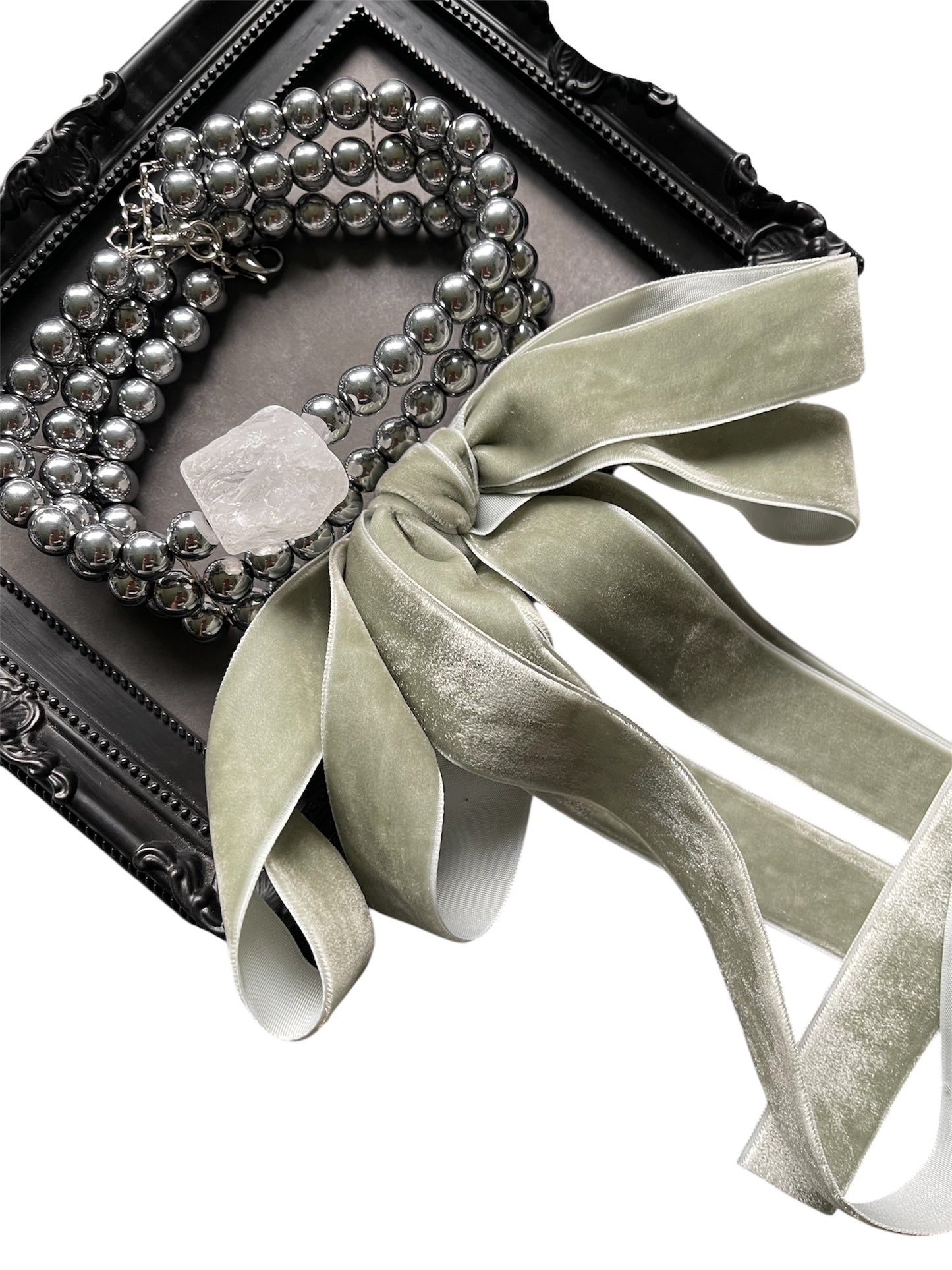 Hematite and Clear Quartz Choker Necklace