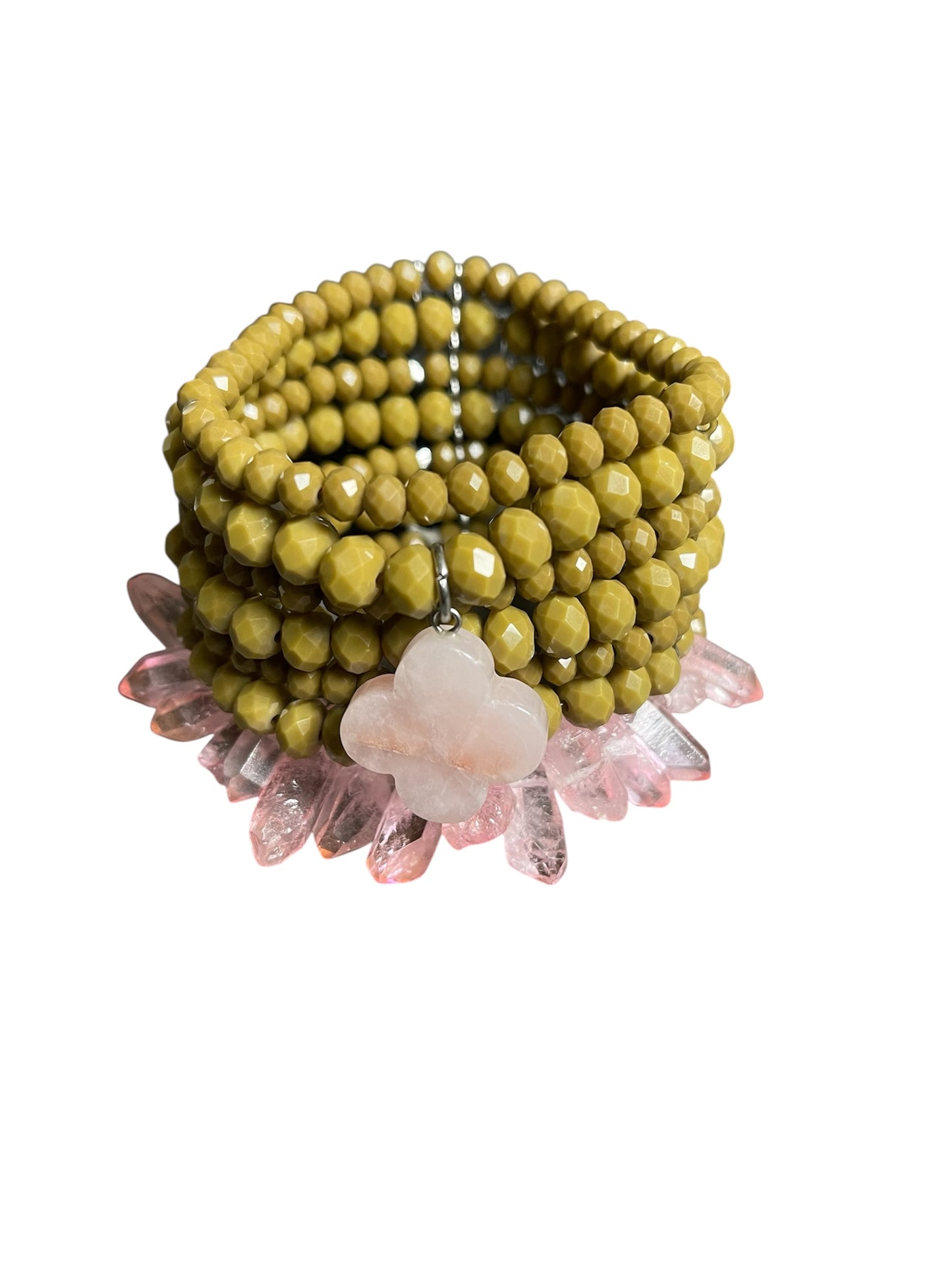 Bracelet with Czech Glass and Rose Quartz