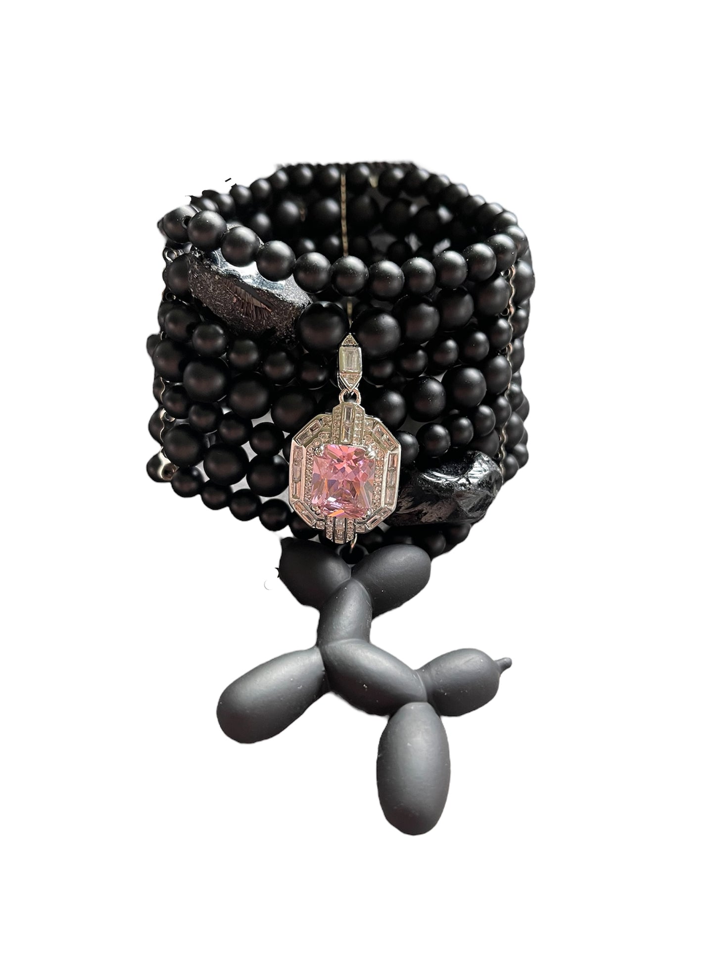 Elastic Shungite Bracelet with Dog Charm – Pendant With Zirconium