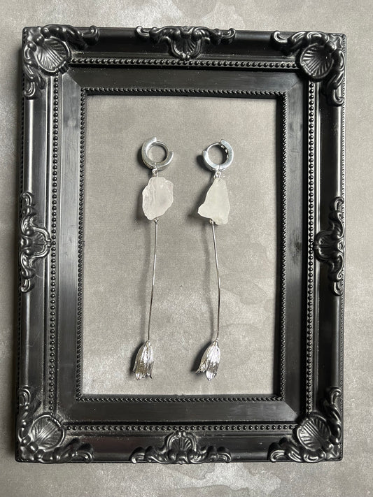 Rock Crystal Earrings with Metal Detail