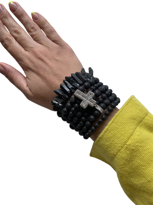 Lava Stone & Quartz Bracelet