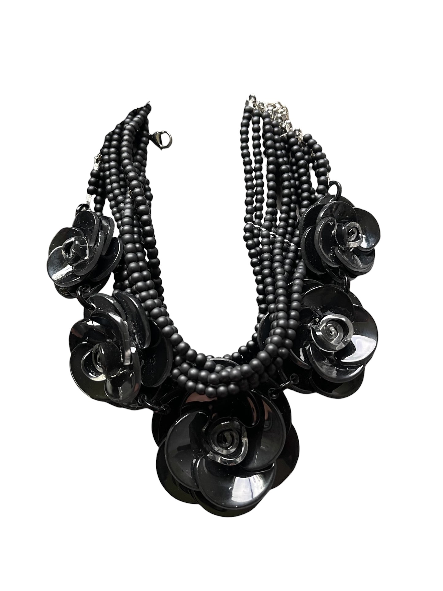 Shungite Choker Necklace with Plastic Roses