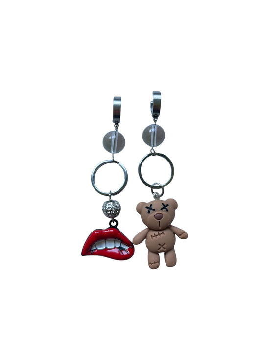 Stainless Steel Earrings with Rock Crystal and Charms