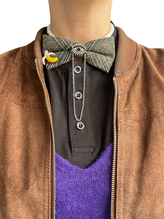Wool Bowtie with Brooches