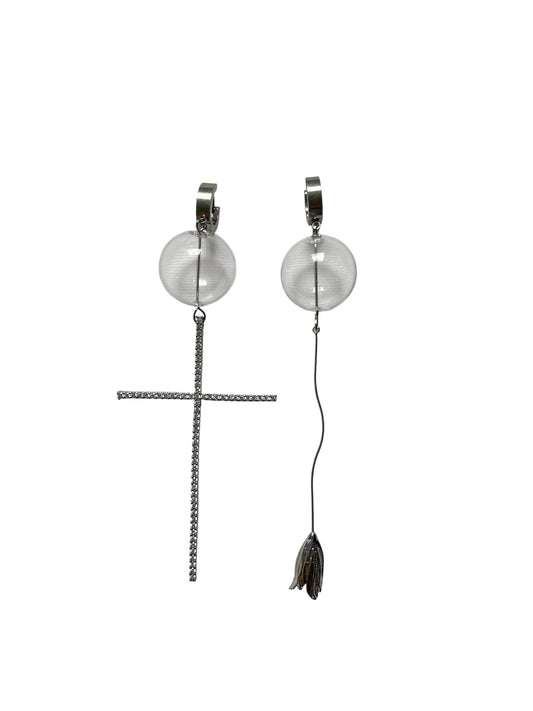 Stainless Steel Earrings with Glass Beads & Metal Charms