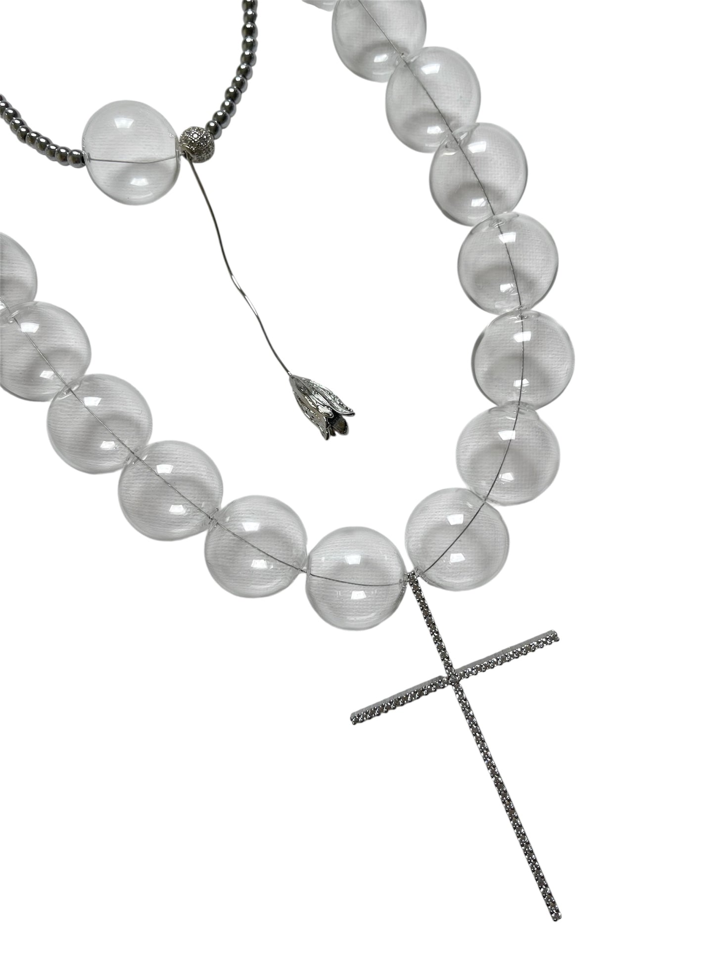 2-Piece Jewelry Set – Hematite and Glass Beads with Stainless Steel Details