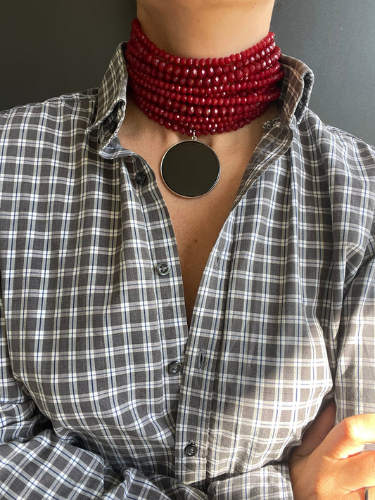 Czech Glass Choker with Glass Pendant