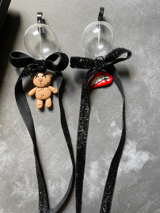 Stainless Steel Earrings with Glass Beads & Velvet Bow